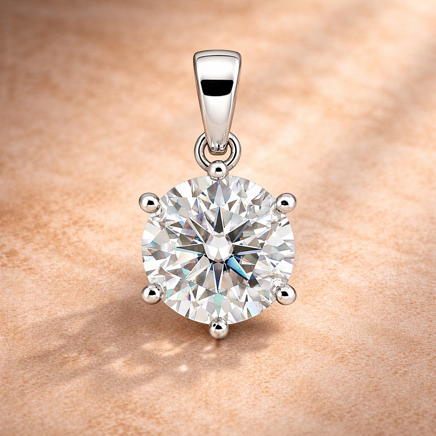 GEMHUB & CO. 3.50 Ct round cut lab grown diamond pendant in 18k gold vermeil, VS1 clarity, white color.