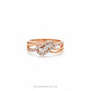 Stacked ring view of criss-cross diamond ring with second band for layering