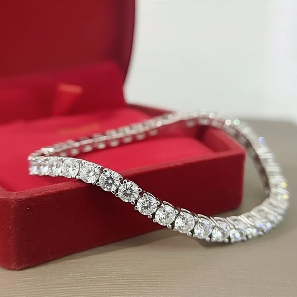 6.50 carat round cut natural diamond tennis bracelet in 14k yellow gold