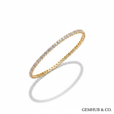 Certified GH/SI 3.80Ct Round Natural Diamond Tennis Bracelet 14Kt Yellow Gold