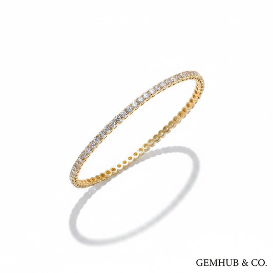 3.80 carat natural diamond tennis bracelet in 14k yellow gold, GH/SI clarity