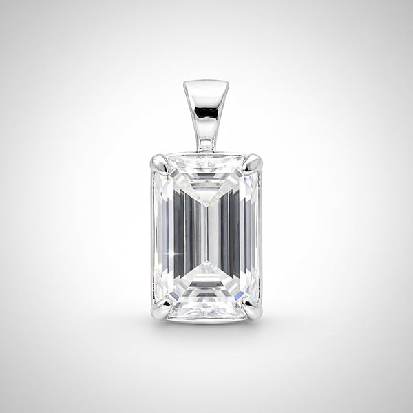 GEMHUB & CO. 3.30 Ct emerald cut lab grown diamond pendant in 18k gold vermeil with VS1 clarity.