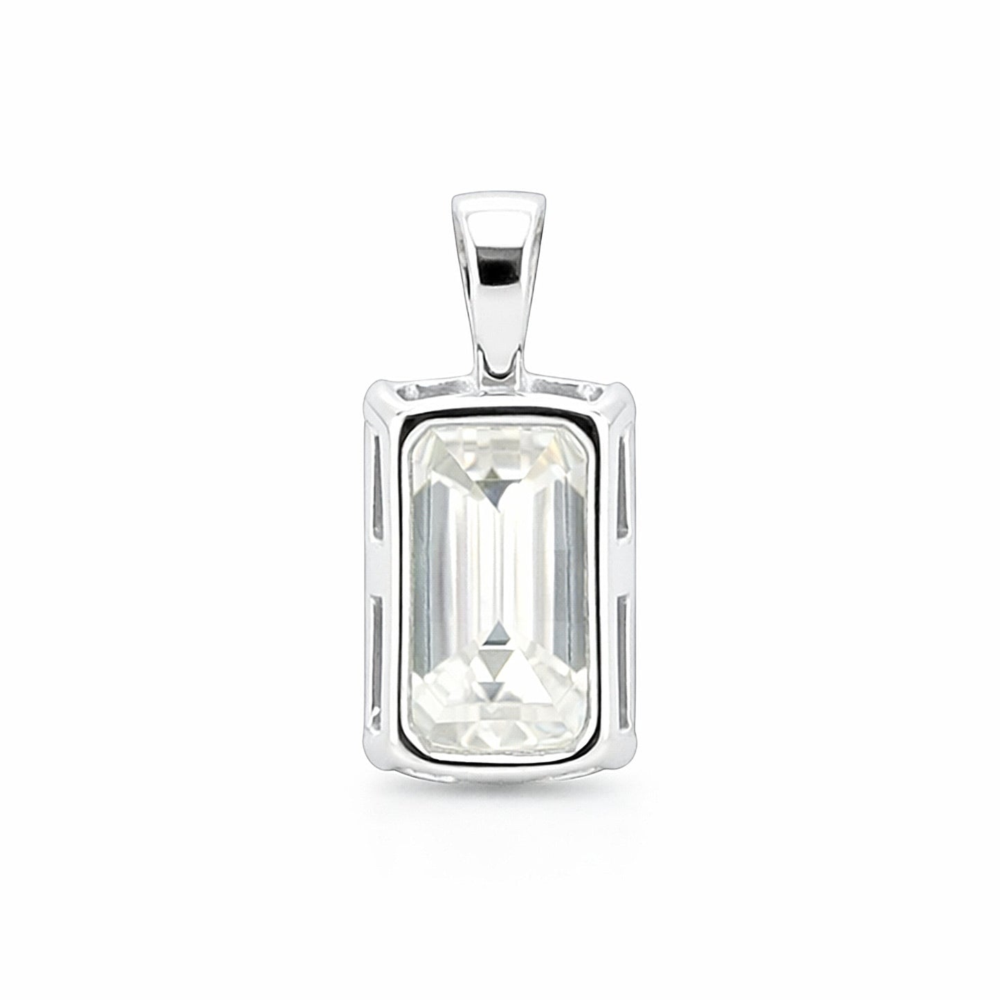 GEMHUB & CO. 3.30 Ct emerald cut lab grown diamond pendant in 18k gold vermeil with VS1 clarity.