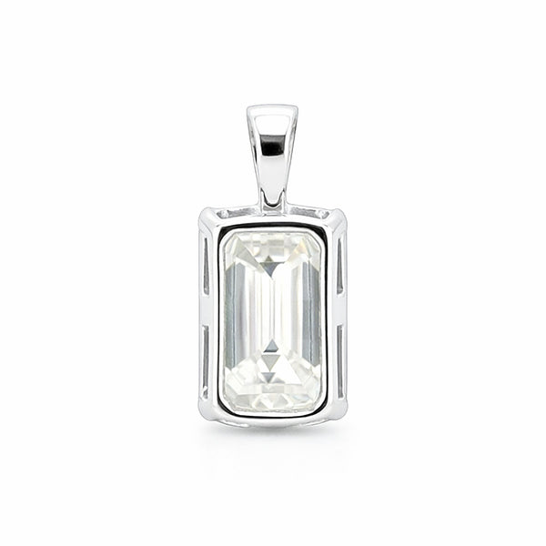 GEMHUB & CO. 3.30 Ct emerald cut lab grown diamond pendant in 18k gold vermeil with VS1 clarity.