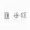 GEMHUB & CO. Emerald cut 1 Ct F/VS lab-created diamond stud earrings in 950 platinum with screw backs.