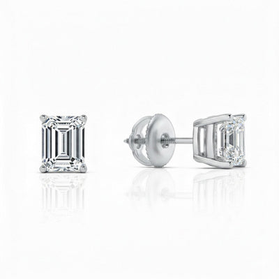 IGI F/VS 1 Ct Emerald Lab Created Grown Diamond Earrings 950 Platinum Screw