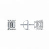 GEMHUB & CO. 3 Ct Emerald Lab Created Diamond Earrings in 14K White Gold with screw backs. IGI certified.