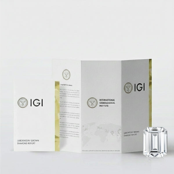 GEMHUB & CO. 1 Ct Emerald Lab Created Diamond Earrings in 950 Platinum with IGI certification.