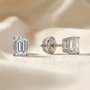 GEMHUB & CO. 3 Ct Emerald Lab Created Diamond Earrings in 950 Platinum with screw backs. F/VS clarity.
