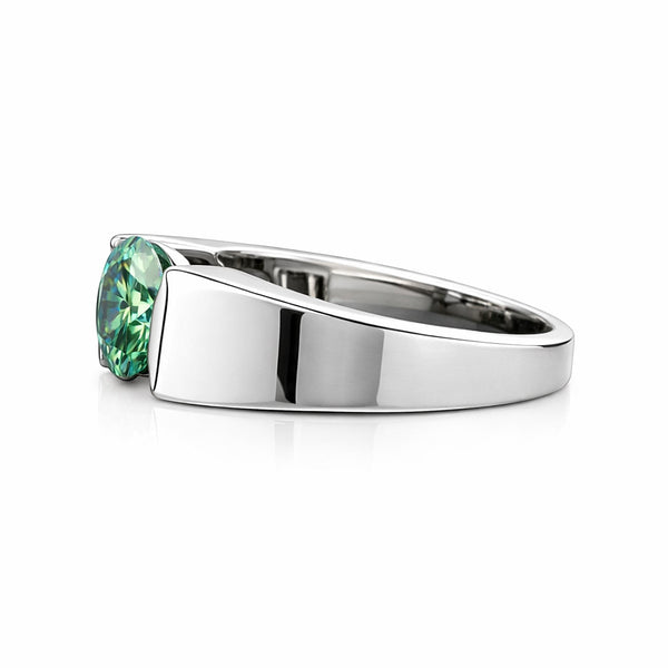 GEMHUB & CO. 2.00 Ct round cut green lab grown diamond ring with VS1 clarity in 18k gold vermeil.