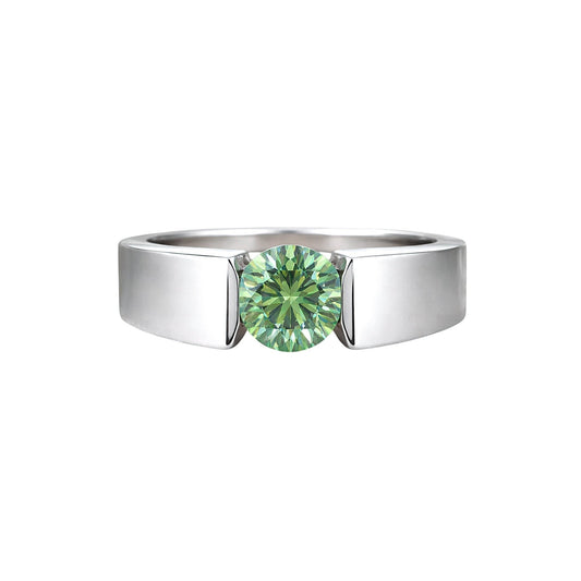 GEMHUB & CO. 2.00 Ct round cut green lab-grown diamond ring, VS1 clarity, 18k gold vermeil.