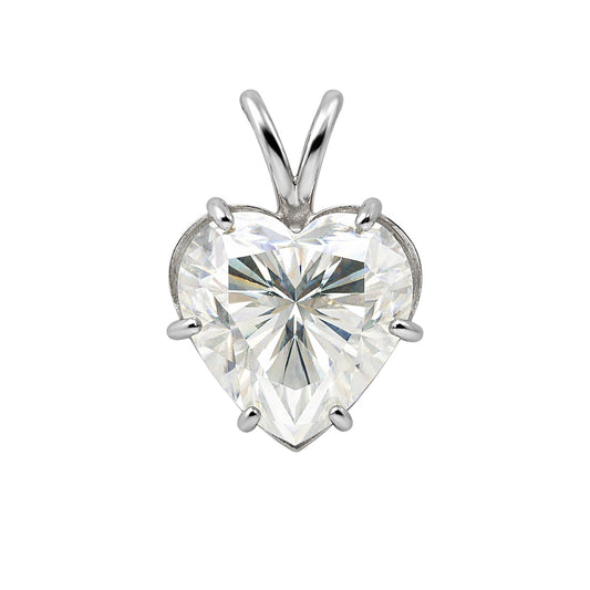 GEMHUB & CO. 3.41 Ct heart cut lab grown diamond pendant in 18k gold vermeil with VS1 clarity.