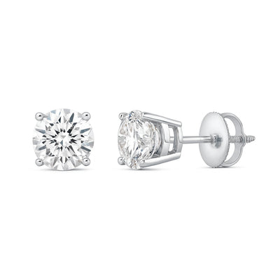 IGI F/VS 3 Ct Round Lab Created Grown Diamond Earrings 950 Platinum Screw