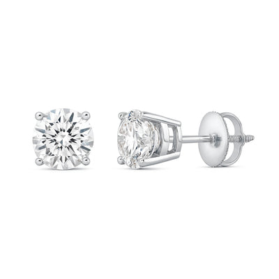 IGI F/VS 1 Ct Round Lab Created Grown Diamond Earrings 950 Platinum Screw
