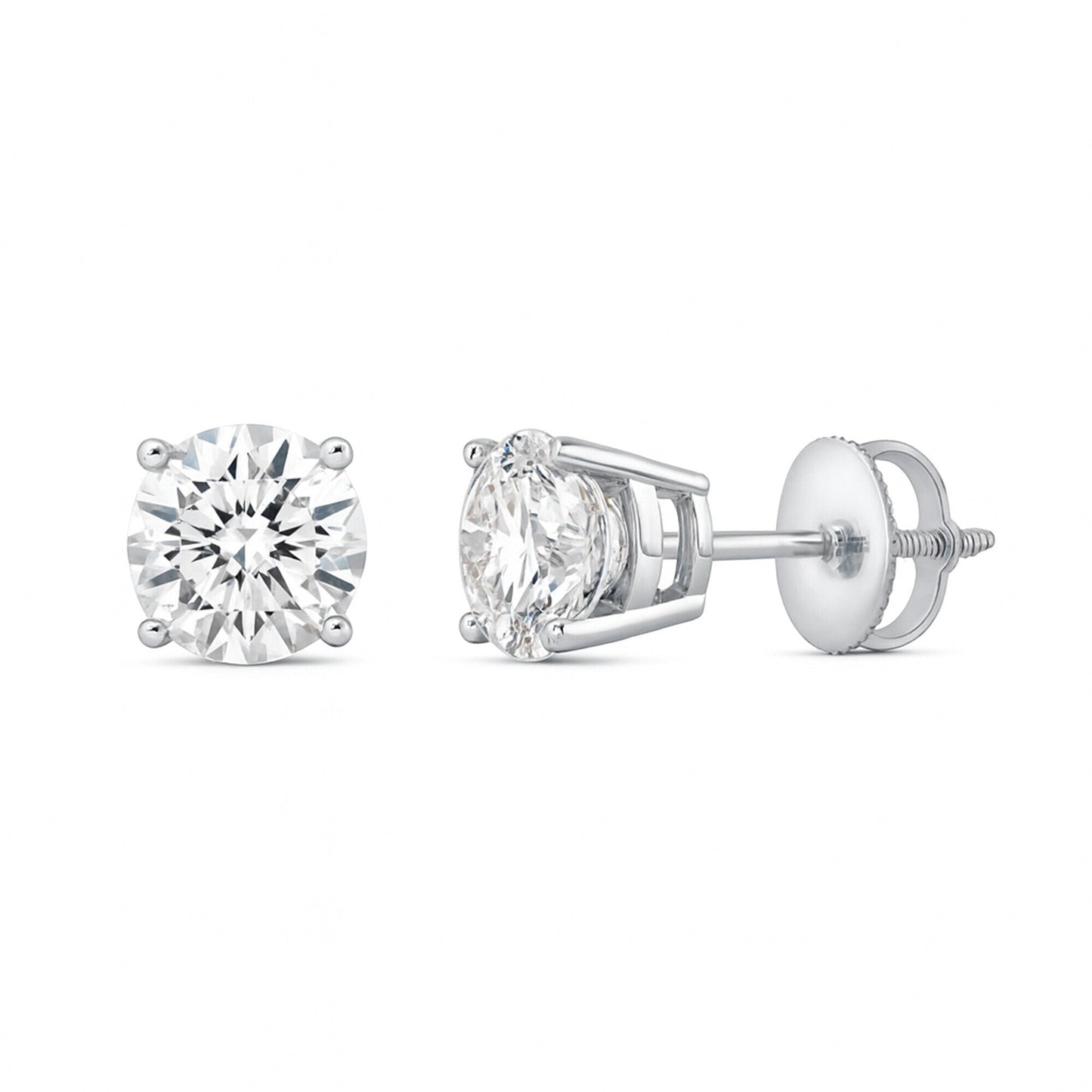 Round platinum lab-grown diamond stud earrings