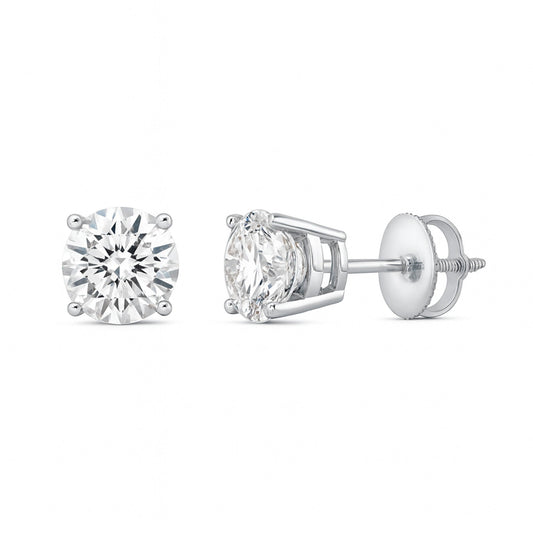 Round platinum lab-grown diamond stud earrings