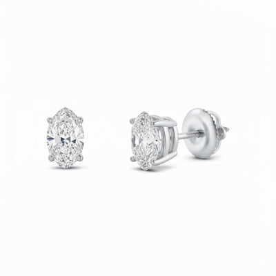 IGI F/VS 3 Ct Marquise Lab Created Grown Diamond Earrings 950 Platinum Screw