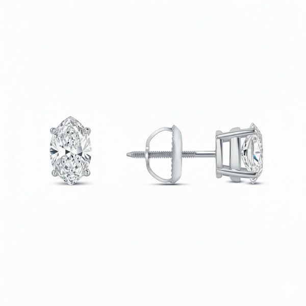 Marquise platinum lab-grown diamond stud earrings