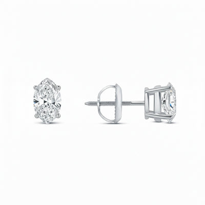 IGI F/VS 1 Ct Marquise Lab Created Grown Diamond Earrings 950 Platinum Screw