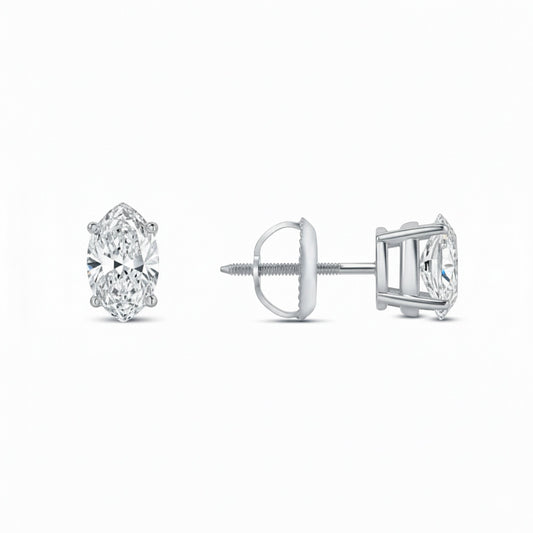 GEMHUB & CO. 1 Ct Marquise Lab Created Diamond Earrings in 950 Platinum with Screw Back Closure
