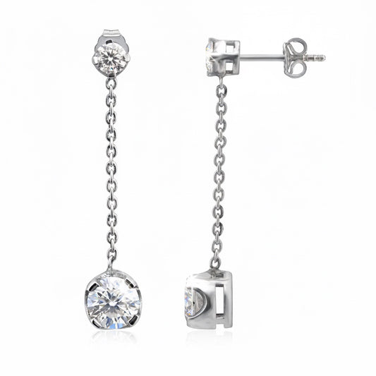 GEMHUB & CO. 7.30 Ct white moissanite drop dangle earrings in 18K gold vermeil over 925 sterling silver.