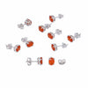 GEMHUB & CO. 5 pairs of oval orange carnelian stud earrings in 925 sterling silver.