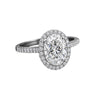 GEMHUB & CO. 3.00 Ct oval cut lab grown diamond ring with VS1 clarity, set in 18k gold vermeil with a halo of smaller diamonds.