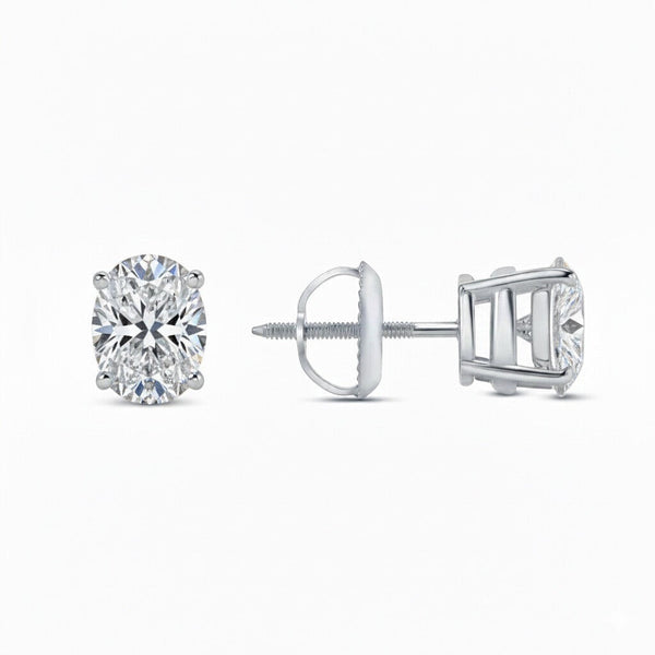 Oval platinum lab-grown diamond stud earrings