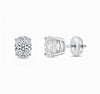 GEMHUB & CO. Oval lab-created diamond stud earrings in 950 platinum with screw backs, 2 ct total weight.