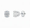 GEMHUB & CO. 3 Ct oval lab-created diamond stud earrings in 950 platinum with screw backs. IGI certified.