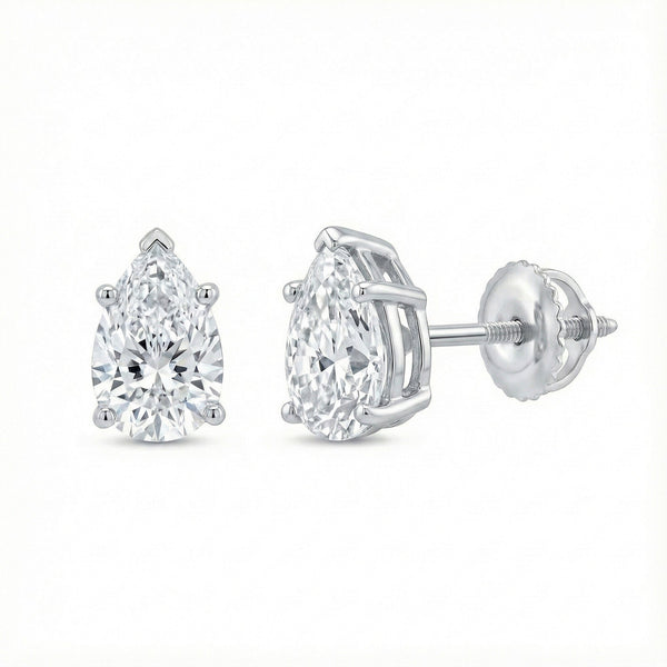 Pear platinum lab-grown diamond stud earrings