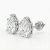 GEMHUB & CO. 14K white gold pear lab-created diamond stud earrings, 3 Ct F/VS, screw back closure.