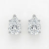 GEMHUB & CO. 3 Ct Pear Lab Created Diamond Earrings in 14K White Gold with screw backs. IGI certified.