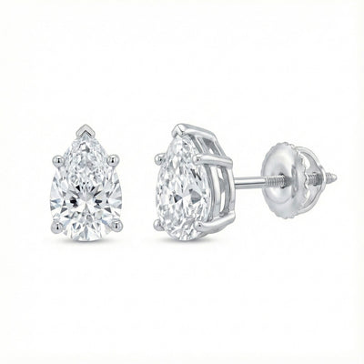 IGI F/VS 3 Ct Pear Lab Created Grown Diamond Earrings 950 Platinum Screw