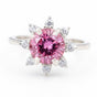 Certified 2.5ct VVS1 Round Pink Moissanite Solitaire Ring in 18K Gold Plated