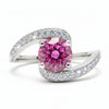 GEMHUB & CO. 1.3ct pink moissanite ring in 18K gold plated vermeil over sterling silver. Solitaire design.