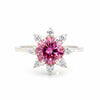 GEMHUB & CO. 2.5ct pink moissanite solitaire ring with surrounding white stones, 18K gold plated vermeil.
