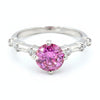 GEMHUB & CO. 1.3ct pink moissanite solitaire ring in 18K gold plated vermeil over sterling silver with accent stones.