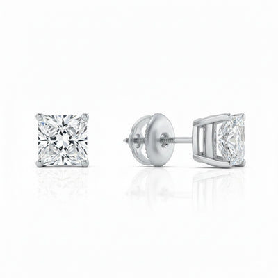 IGI F/VS 1 Ct Princess Lab Created Grown Diamond Earrings 950 Platinum Screw