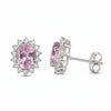 GEMHUB & CO. 10 Ct oval purple amethyst halo stud earrings with 925 sterling silver setting.