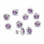 Genuine Purple Amethyst Stud Earrings Set 5 Pairs | 925 Sterling Silver | Gift for Her