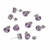 GEMHUB & CO. lot of 5 pairs of oval purple moonstone stud earrings in 925 sterling silver.