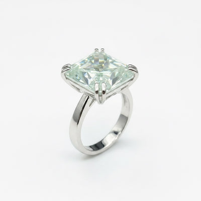 9.45 Ct Certified Radiant Cut Moissanite Solitaire Ring in Gold Vermeil
