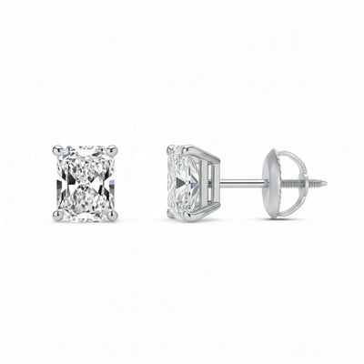 IGI F/VS 1 Ct Radiant Lab Created Grown Diamond Earrings 950 Platinum Screw