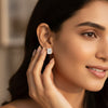 GEMHUB & CO. Radiant cut lab-grown diamond stud earrings in 950 platinum with screw backs.