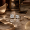 GEMHUB & CO. radiant cut lab-grown diamond stud earrings in 950 platinum with screw backs, 3 ctw.