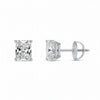 GEMHUB & CO. Radiant cut lab-grown diamond stud earrings in 950 platinum with screw backs, 3 ctw, F/VS clarity.