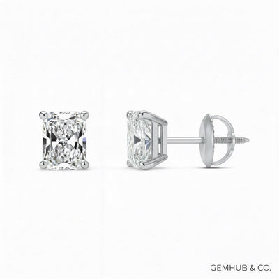 IGI F/VS 3 Ct Radiant Lab Created Grown Diamond Earrings 950 Platinum Screw