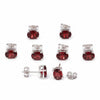 GEMHUB & CO. 5 pairs of oval-cut red garnet stud earrings in 925 sterling silver.