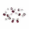 GEMHUB & CO. 5 pairs of oval red garnet stud earrings in 925 sterling silver with screw backs.
